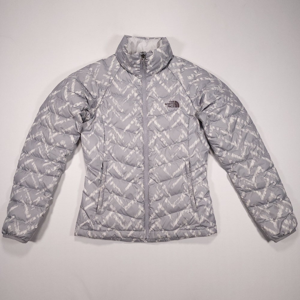 The North Face Flare Down Jacket Womens XS 550 Fill Gray and White Good Condtion